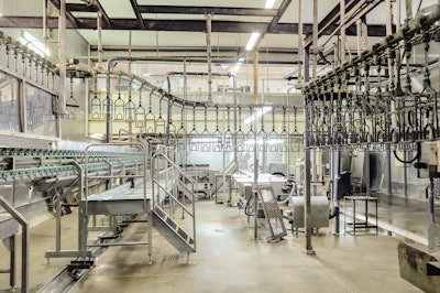 Empty Butchering Workshop Poultry With Overhead Conveyor Poultry Processing Plant Line Production Of Chicken Meat 645818640 2460x1640 (1)