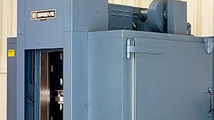 The No. 816 from Grieve (Round Lake, IL) is a 500ºF gas-fired, rotary hearth oven currently used for preheating and curing powder coatings onto electric motor parts.