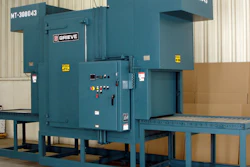 The No. 1008 from Grieve (Round Lake, IL) is a 500ºF tunnel oven with a gravity roller conveyor that is currently used for preheating metal housings.