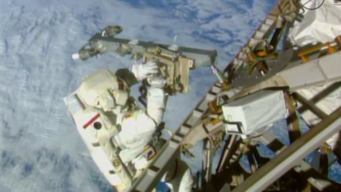 In this Sunday, March 1, 2015 image made from video provided by NASA, astronaut Terry Virts installs an antenna and boom during a spacewalk outside the International Space Station. On Friday, Feb. 19, 2016, NASA announced it received a record number of applicants _ some 18,300 _ for its next astronaut class. That’s more than double the previous record of 8,000 for the first space shuttle astronaut class in 1978.