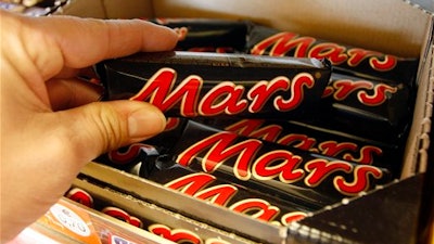 U.S chocolate maker Mars said Tuesday it's recalling candy bars and other items in 55 countries in Europe and elsewhere after plastic was found in one of its products.