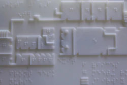 A portable and durable 3-D-printed tactile map with braille for the Joseph Kohn Training Center in New Brunswick.