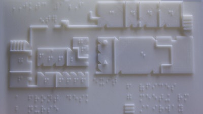 A portable and durable 3-D-printed tactile map with braille for the Joseph Kohn Training Center in New Brunswick.