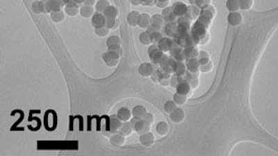 UA researcher and paper co-author Reyes Sierra used an electron microscope to acquire this image of silica nanoparticles.