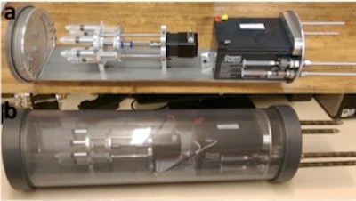 Newer version of the device known as the IS2B. The tool is a kind of mobile laboratory or pod for performing precision analysis on sampled water and sediment.
