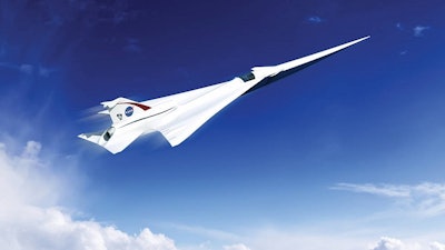 This is an artist’s concept of a possible Low Boom Flight Demonstration Quiet Supersonic Transport (QueSST) X-plane design. The award of a preliminary design contract is the first step towards the possible return of supersonic passenger travel – but this time quieter and more affordable.