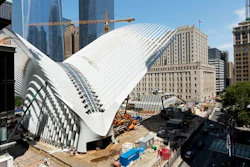 In this July 16, 2015 file photo, the World Trade Center Transportation Hub, designed by Spanish architect Santiago Calatrava, is under construction in New York. The hub is scheduled to open in early March, 2016, according to the Port Authority of New York and New Jersey.