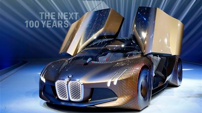 German car manufacturer BMW presents the 'Vision Next 100' concept car during the 100th anniversary celebrations in Munich, Germany, Monday, March 7, 2016.