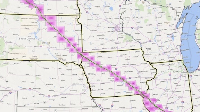 A map of the Bakken pipeline route.