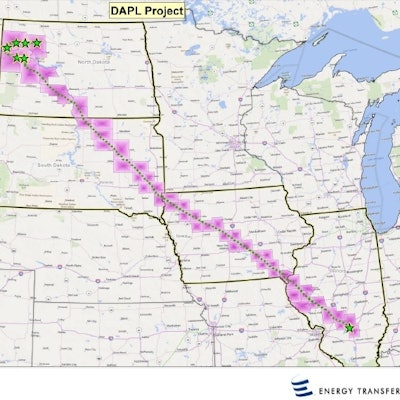 A map of the Bakken pipeline route.