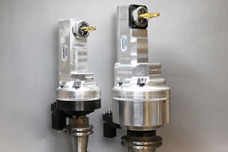 The U-tec flexible adapter system from Heimatec, now offered on all angle heads, allows various tools to be fixtured in a single base, using adapters and a collet nut, thereby reducing inventory requirements and changeover time.