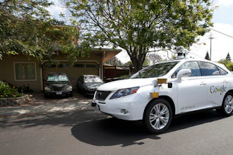 In this Wednesday, May 13, 2015, file photo, Google's self-driving Lexus car drives along street during a demonstration at Google campus on in Mountain View, Calif. As Google cars encounter more and more of the obstacles and conditions that befuddle human drivers, the autonomous vehicles are likely to cause more accidents, such as a recent low-speed collision with a bus.
