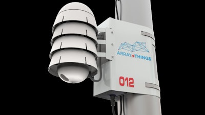 David Lary's GASP project, based at the University of Texas at Dallas, will deploy white-domed nodes, like the one shown here, on lampposts in Chattanooga, Tennessee. Inside each node is a set of computing hardware and environmental sensors comprising the Waggle smart sensor platform, developed by scientists at Argonne National Laboratory.