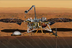 This artist's concept depicts the InSight lander on Mars after the lander's robotic arm has deployed a seismometer and a heat probe directly onto the ground. InSight is the first mission dedicated to investigating the deep interior of Mars. The findings will advance understanding of how all rocky planets, including Earth, formed and evolved.
