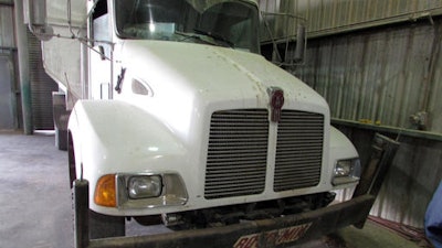 In this photo provided by the National Transportation Safety Board on Monday, March 14, 2016, in Cimarron, Kan., and released by NTSB, a frontal view of an agricultural vehicle that damaged the rails involved in the Kansas Amtrak derailment.