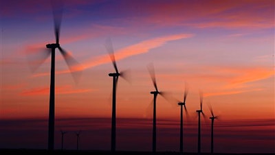 Wind turbines at the Elk River Wind Farm, located about six miles south of Beaumont, Ks in the southeastern corner of Butler County, May 2, 2014. The 150 Megawatt farm started operations in 2005. Each tower is 262 feet tall and blades are 125 feet long.