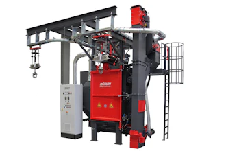 The RHBE manufactured for RDC has a blast cleaning zone that’s 35” in diameter and 51” tall. The machine is equipped with two direct drive 7.5 HP blast turbines, which use Carbon Steel Cast Shot to achieve the desired finish.