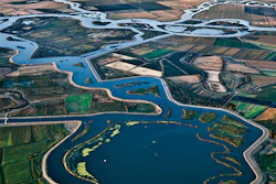 A network of levees and wetlands protect the low-lying agricultural communities in California's Sacramento-San Joaquin River Delta.