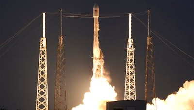 A SpaceX Falcon 9 rocket lifts off from Cape Canaveral Air Force station Friday, March 3, 2016. The rocket is carrying the SES-9 communications satellite.