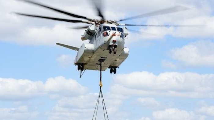 The CH-53K King Stallion helicopter achieves its first flight with an external load at Sikorsky’s Development Flight Test Center in West Palm Beach, FL.