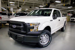 The 2016 Ford F-150 with 5.0-liter Ti-VCT V8 engine offering gaseous-fuel prep option is rolling off the line at Kansas City Assembly Plant, making it the only light-duty pickup capable of running on compressed natural gas (CNG) or propane. The 2016 Ford F-150 is the only full-size pickup truck to score the top rating in new front crash tests performed by the insurance industry.