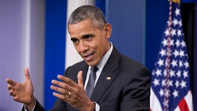 President Barack Obama speaks about the new rules aimed at deterring tax inversions, Tuesday, April 5, 2016, in the Brady Press Briefing Room at the White House in Washington.