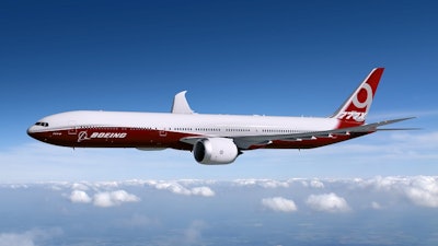 Boeing has selected TRU Simulation + Training as its supplier for the first 777X full-flight simulator suites. Pictured here is an artist's rendering of a Boeing 777-9.