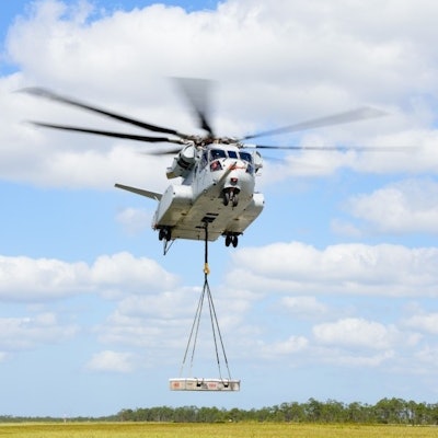 The CH-53K King Stallion helicopter achieves its first flight with an external load at Sikorsky’s Development Flight Test Center in West Palm Beach, FL.