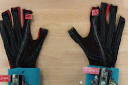 Each glove contains sensors that record hand position and movement and transmit data wirelessly to a central computer, which uses algorithms to recognize and translate sign language gestures.