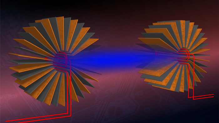 This schematic diagram shows the experimental setup used to transfer energy between two circuits, developed by UAB researchers.