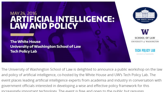 Speakers include UW professors, White House staff and the chief executive officer of the Allen Institute for Artificial Intelligence.