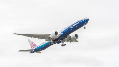 The 777-300ER is equipped with the world's most powerful GE90-115B commercial jet engine, and can travel, with a standard three class configuration, a maximum range of 7,825 nautical miles (14,490 kilometers).