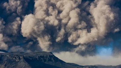 Eruptions like this one from Eyjafjallajökull in Iceland in 2010 can disrupt air travel and industrial supply chains.