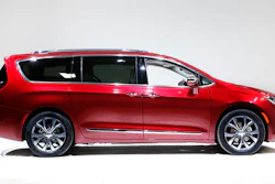 This Friday, Jan. 8, 2016, file photo, shows the 2017 Chrysler Pacifica, in Auburn Hills, Mich. Fiat Chrysler and Google announced Tuesday, May 3, 2016, that they will work together to more than double the size of Google's self-driving vehicle fleet by adding 100 Chrysler Pacifica minivans.