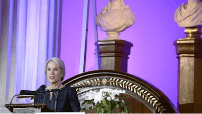 US biochemical engineer Frances Arnold, speaks after winning the Millennium Technology Prize 2016 during the awards ceremony in Helsinki, Finland, on Tuesday, May 24, 2016. Arnold has won this year's $1.2 million Millennium Technology Prize for discoveries in 'directed evolution,' which has helped sustainable development and clean technology become available in many areas of industry.