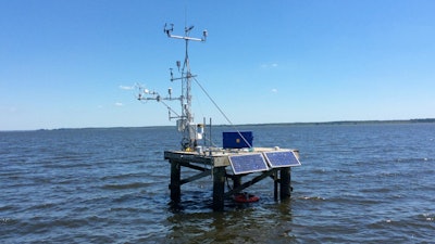 Solar-powered device takes measurements over Mississippi's Ross Barnett Reservoir.