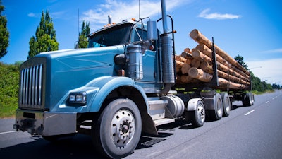Big Rig Semi Truck Carry Trees Logs On Straight Road 000076488583 Medium 5771716f7d2de