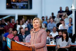 Democratic presidential candidate Hillary Clinton speaks while visiting Galvanize, a work space for technology companies, in Denver, Tuesday, June 28, 2016.