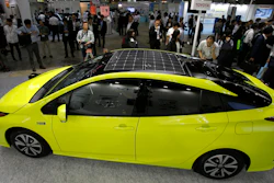 Toyota Motor Corp.'s Prius PHV is displayed at the Smart Community Japan exhibition in Tokyo Wednesday, June 15, 2016.