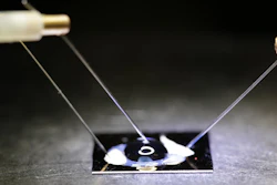 The biosensor chip - consisting of a double stranded DNA probe embedded onto a graphene transistor - electronically detects DNA SNPs.