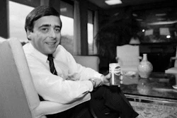 In this June 14, 1985, file photo, Roger Enrico, chairman of Pepsi USA, poses in his office in Purchase, N.Y.