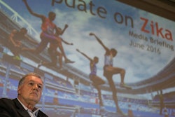 Rio 2016 Chief Medical Officer Joao Grangeiro speaks during a media briefing on tye Zika virus in Rio de Janeiro, Brazil, Tuesday, June 7, 2016. Rio de Janeiro's Olympic Games officials played down Zika fears during the press conference, reassuring foreign journalists that the Zika epidemic would not be a problem for athletes or visitors.