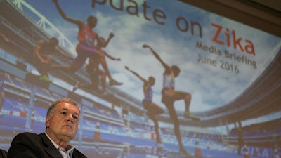 Rio 2016 Chief Medical Officer Joao Grangeiro speaks during a media briefing on tye Zika virus in Rio de Janeiro, Brazil, Tuesday, June 7, 2016. Rio de Janeiro's Olympic Games officials played down Zika fears during the press conference, reassuring foreign journalists that the Zika epidemic would not be a problem for athletes or visitors.