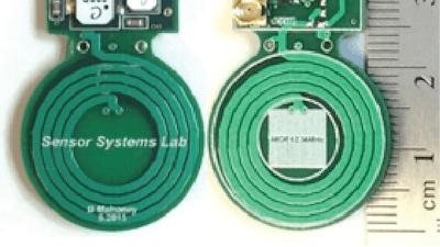 This prototype implanted device designed at the University of Washington, code-named 'Lollipop,' receives up to 300mW wirelessly, performs neural recording, bi-directional communication, and performs optical stimulation.