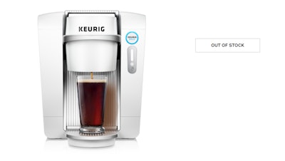 A screenshot from the Keurig website. The Keurig KOLD drinkmaker is no longer available.