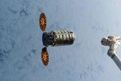 In this Dec. 9, 2016, file photo made available by NASA via Twitter, a Cygnus spacecraft approaches the International Space Station. A similar Cygnus spacecraft is set to burn up over the Earth's atmosphere on Wednesday, June 22, 2016.