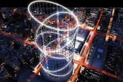 In this undated artist's rendering provided by AESuperlab, a birds-eye view of the proposed Halo thrill ride for the top of New York's Penn Station is shown. A development team has proposed a novel plan to build a 1,200-foot thrill ride on top of Penn Station and pay for renovations by charging $35 a ticket.