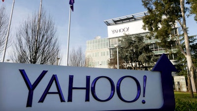 This Jan. 14, 2015, file photo shows a sign outside Yahoo's headquarters in Sunnyvale, Calif. Yahoo is hoping to sell most of its technology patents as part of a purge that also could culminate in the sale of its Internet operations.