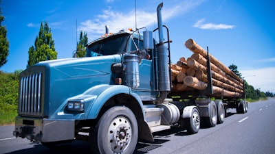 Big Rig Semi Truck Carry Trees Logs On Straight Road 000076488583 Medium 1 5788fc0765f3c