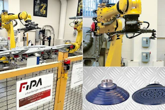 Built in FIPA’s American facilities, the custom EOAT solution features four flat vacuum cups designed for handling oily metal sheets.